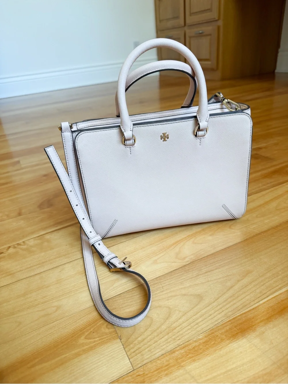 Tory Burch Blush Pink Robinson Satchel with Gold Hardware